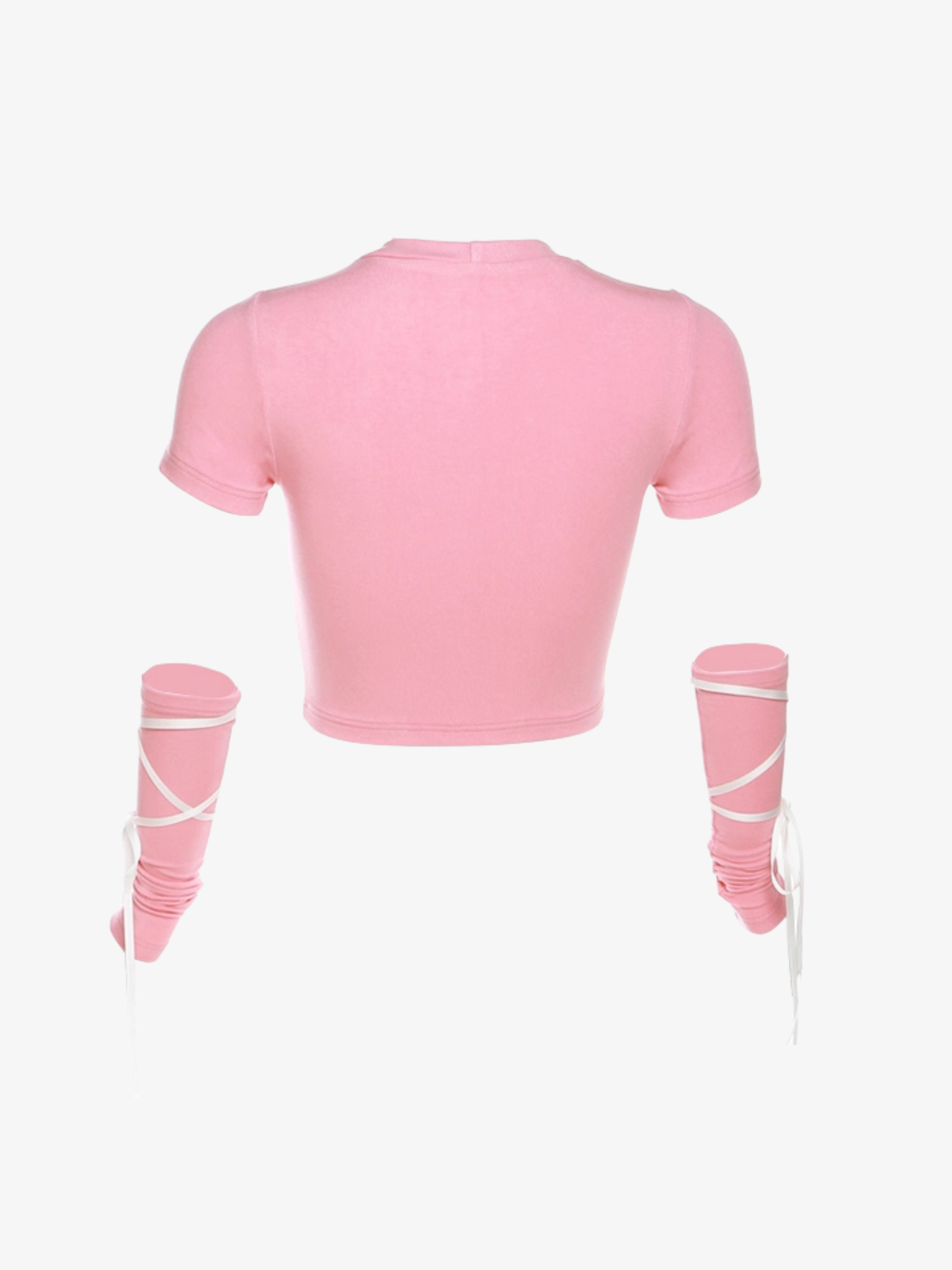 Lace-Up Sleeve Crop Tops