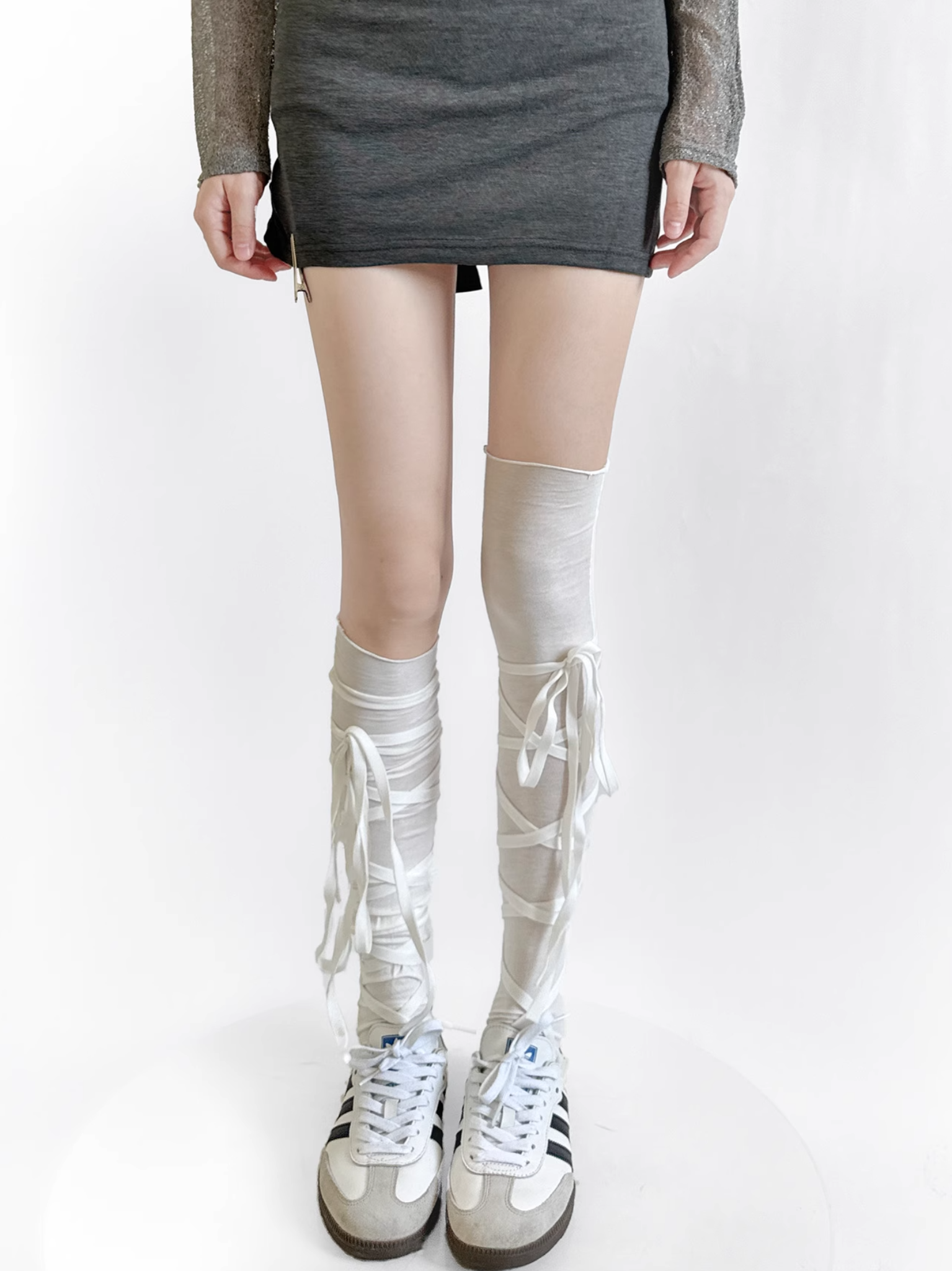Lace-up knee socks