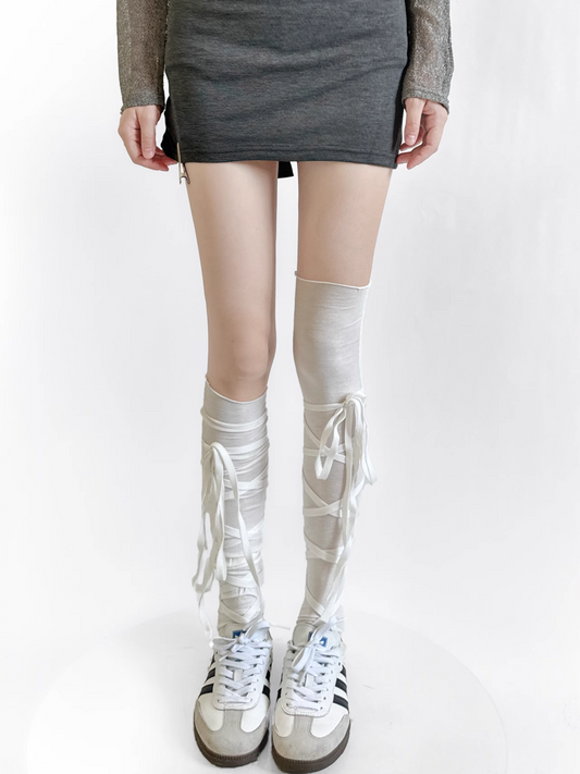 Lace-up knee socks