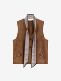 Maillard Vest With Silk Scarf