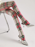 Collants à carreaux contrastés