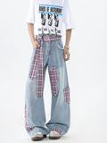 Plaid Patchwork Jeans