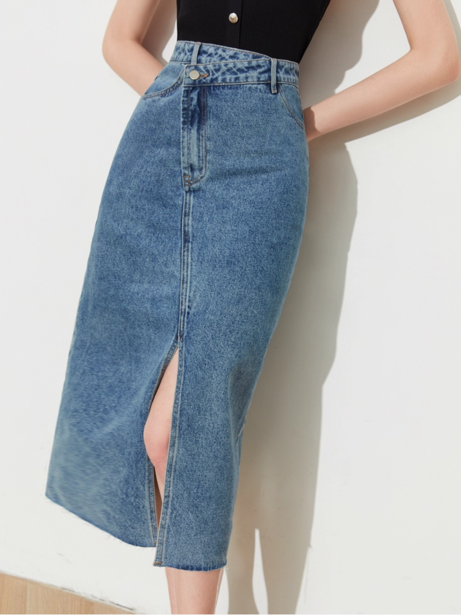 Vintage Denim Midi Skirt
