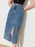 Vintage Denim Midi Skirt