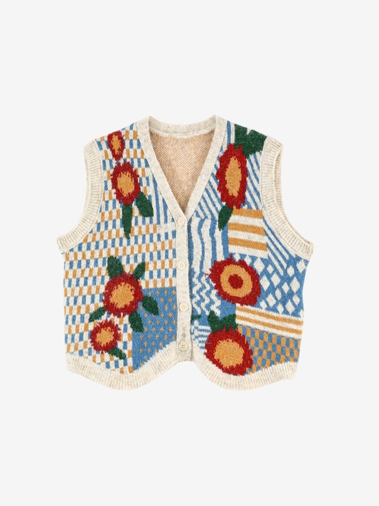 Gilet rétro en maille superposée