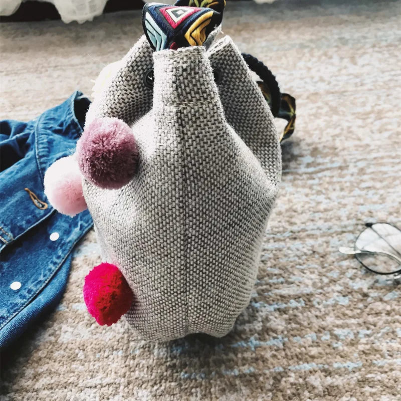 Pom-Pom Bucket Bag