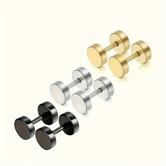 Round Screw Stud Earrings