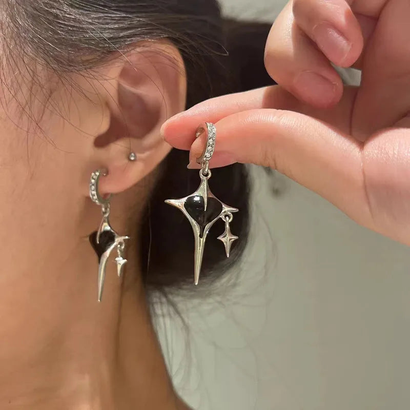 Boucles d'oreilles pendantes en forme de cœur noir