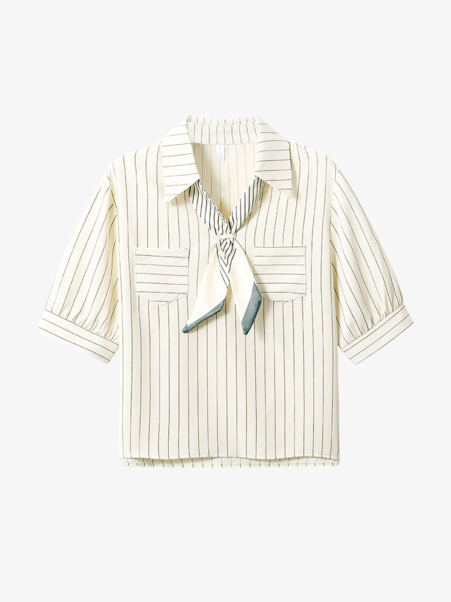 Scarf Striped Blouse