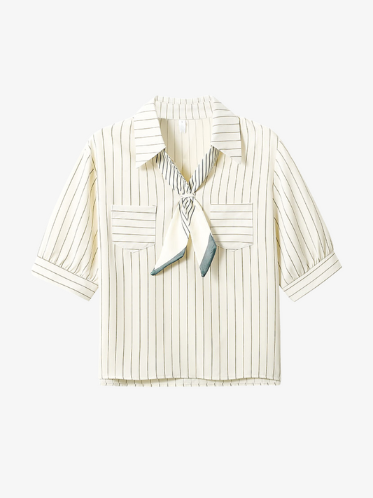 Scarf Striped Blouse