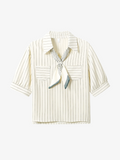 Scarf Striped Blouse