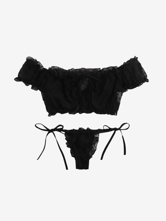 Ensemble de lingerie en dentelle transparente