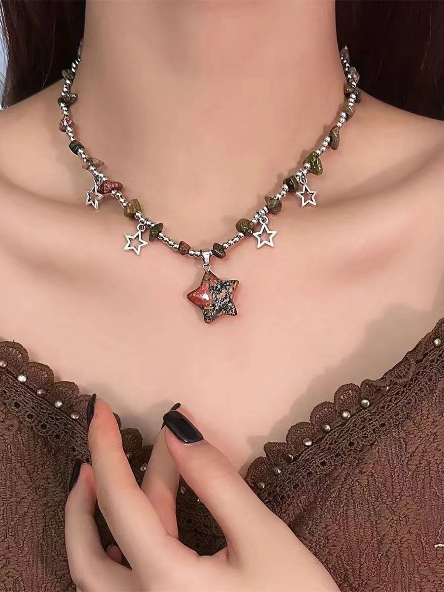 Star Pendant Beaded Necklace