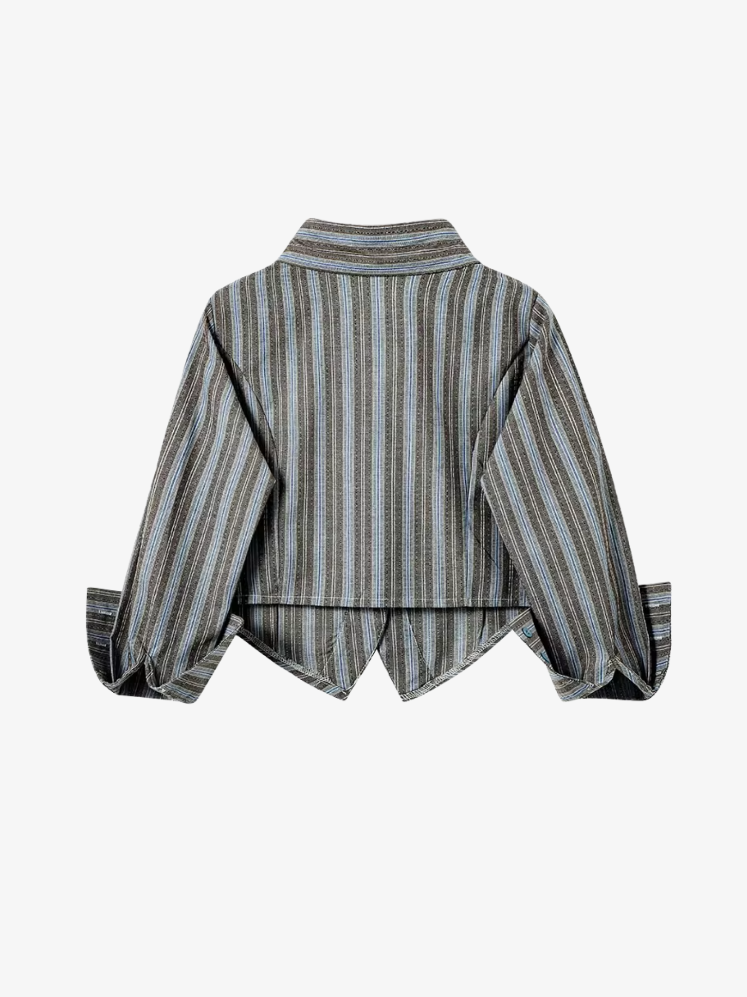 Vintage Stripe Cropped Shirt with Tie