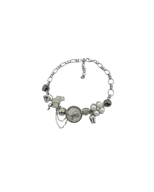 Collier nœud en émail floral