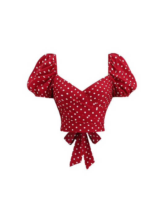 Chemisier à pois rouges