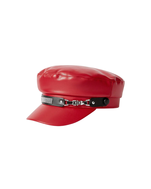 Chapeau effet cuir rouge