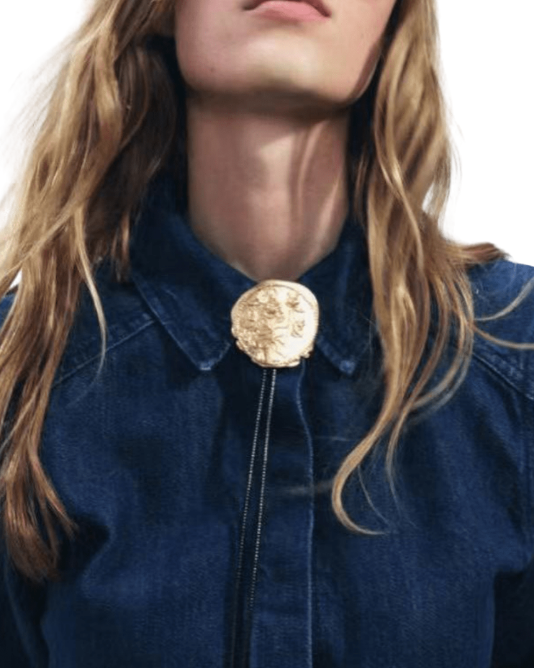 Asymmetrical round tie necklace