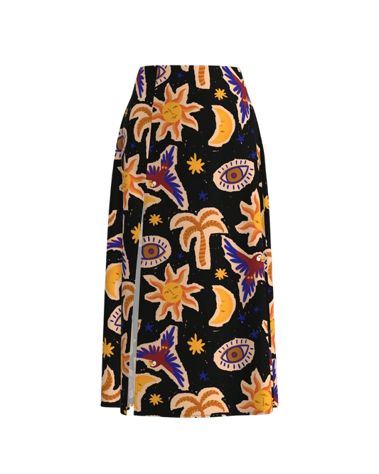 Mystic Sun & Moon Midi Skirt
