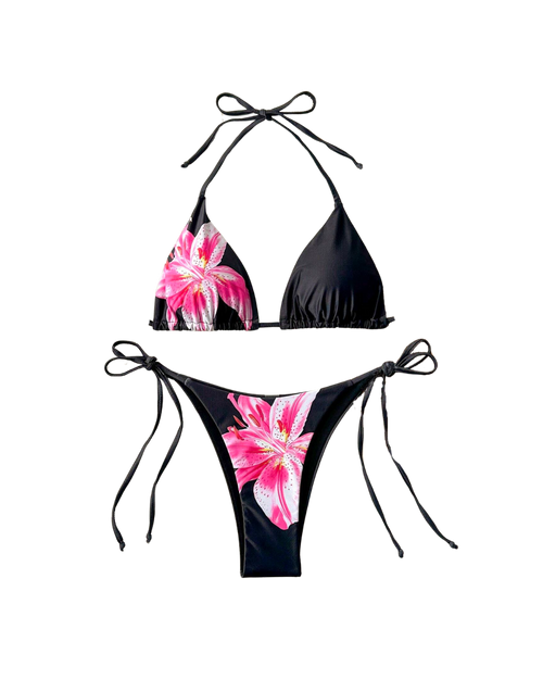 Ensemble de bikini triangle à imprimé floral