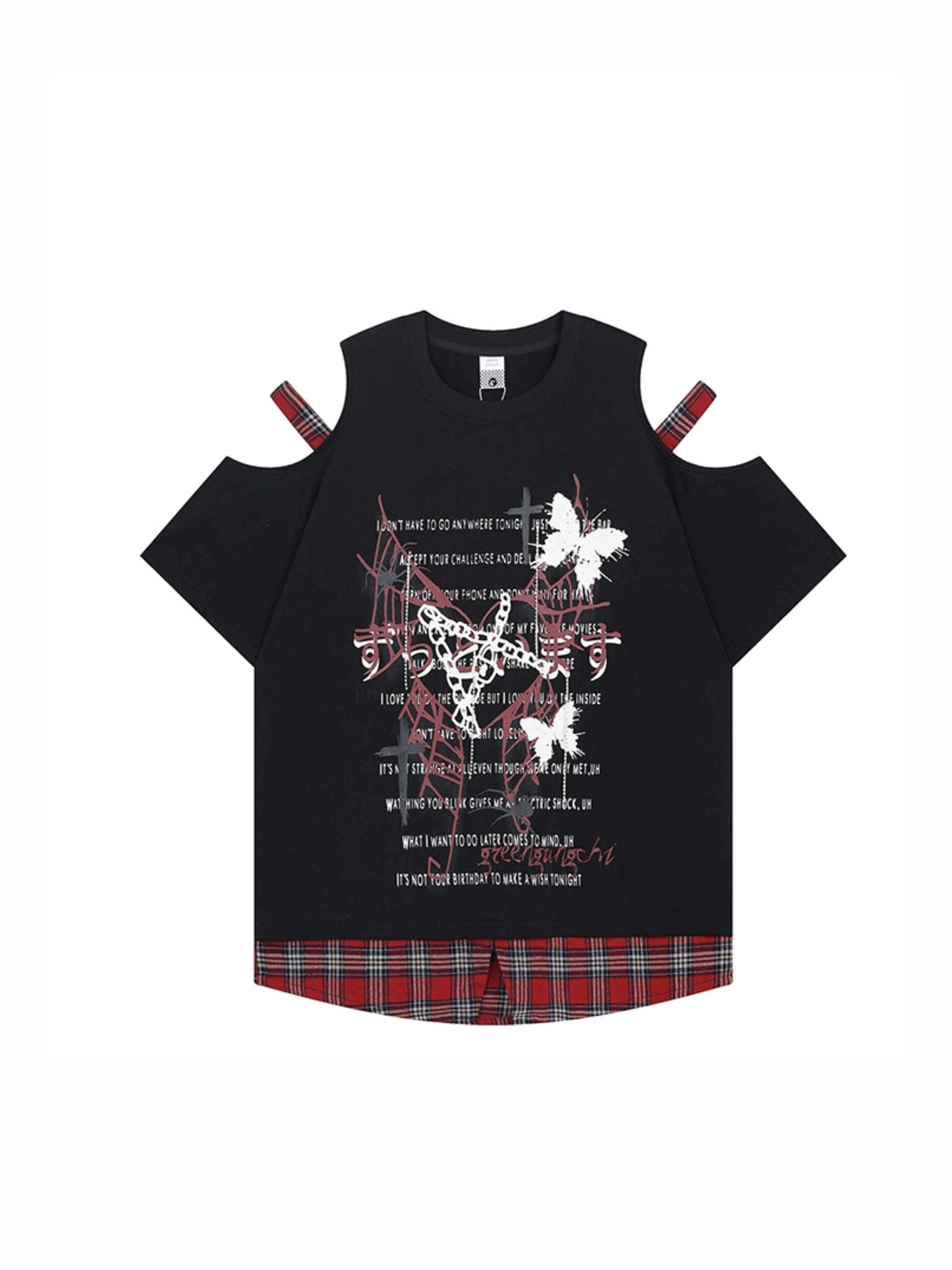 T-shirt à ourlet à carreaux découpés