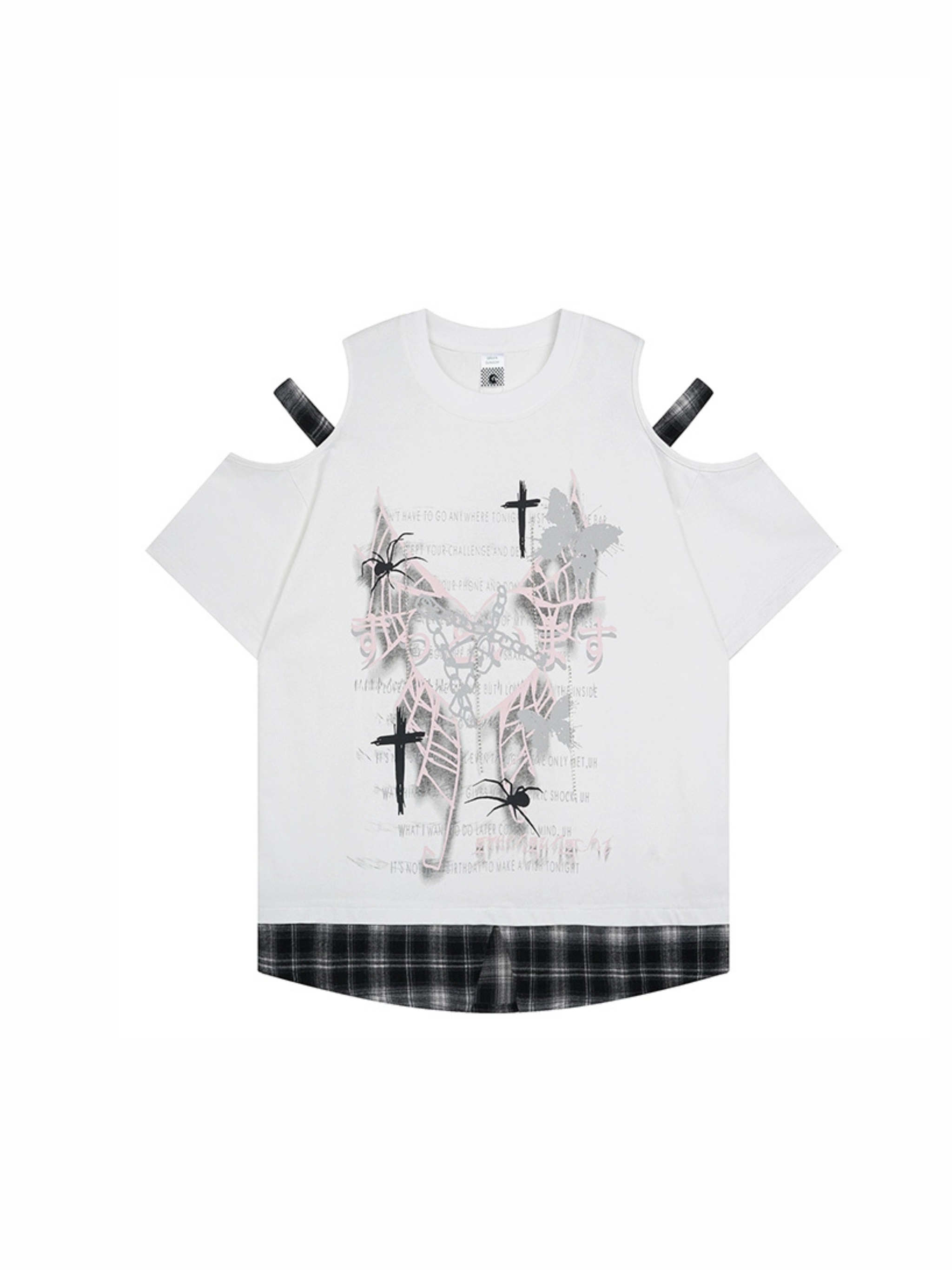 T-shirt à ourlet à carreaux découpés