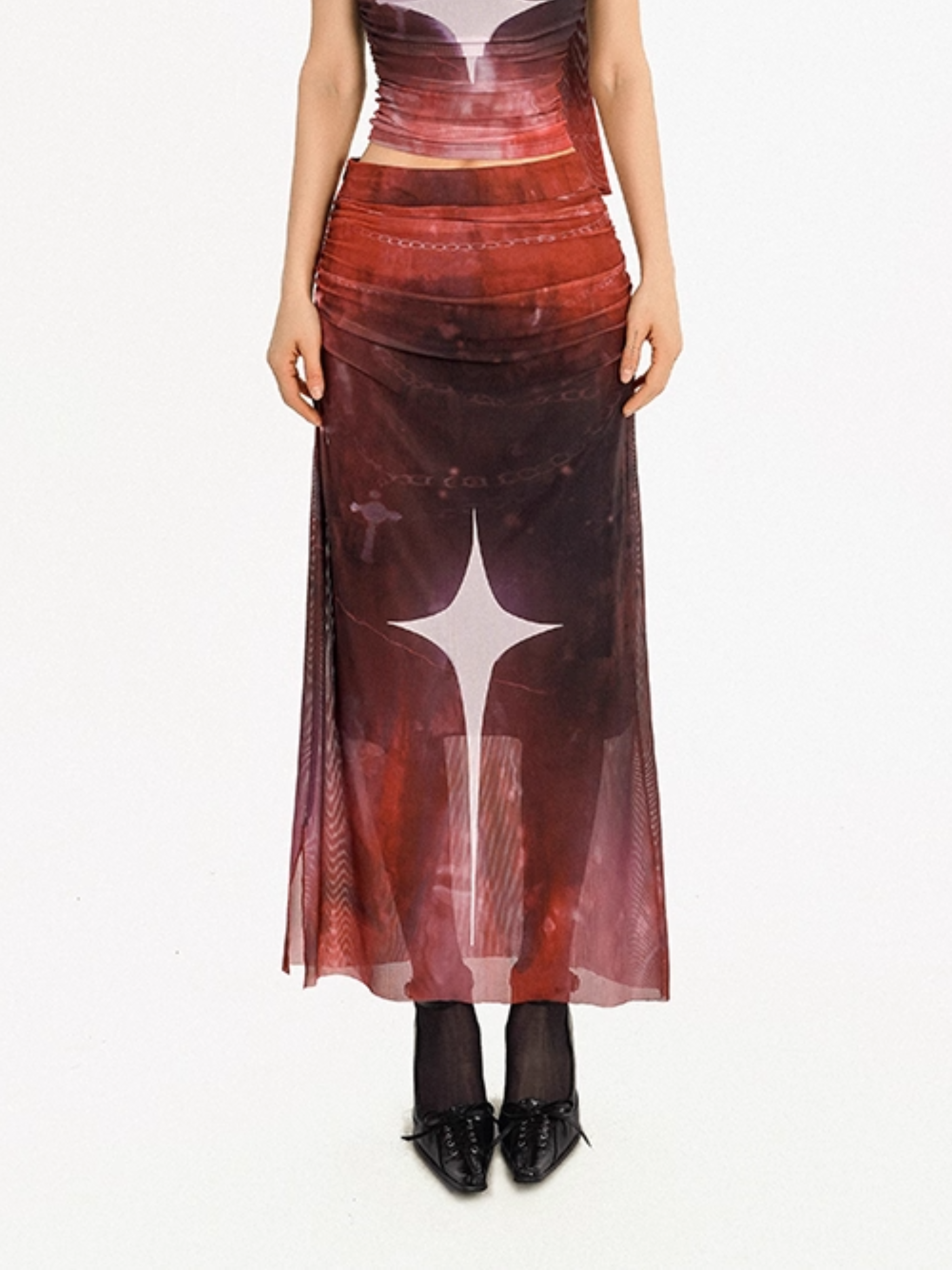Star Ruched Maxi Skirt