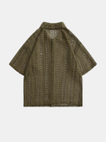 Olive Green Crochet Shirt