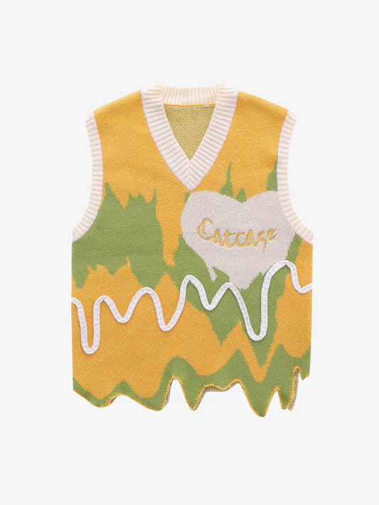 Abstract Hear Print knitted sweater