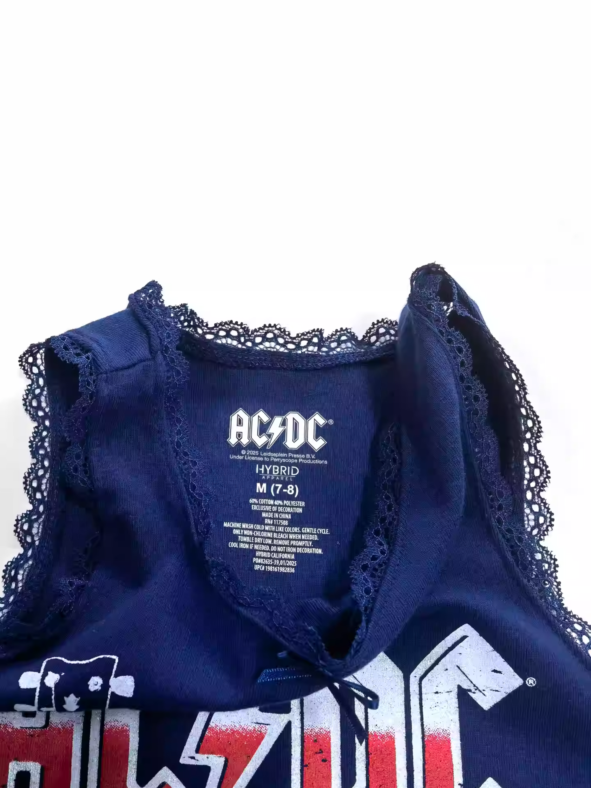 AC/DC Lace Trim Tank Top
