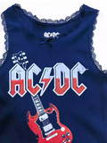 AC/DC Lace Trim Tank Top