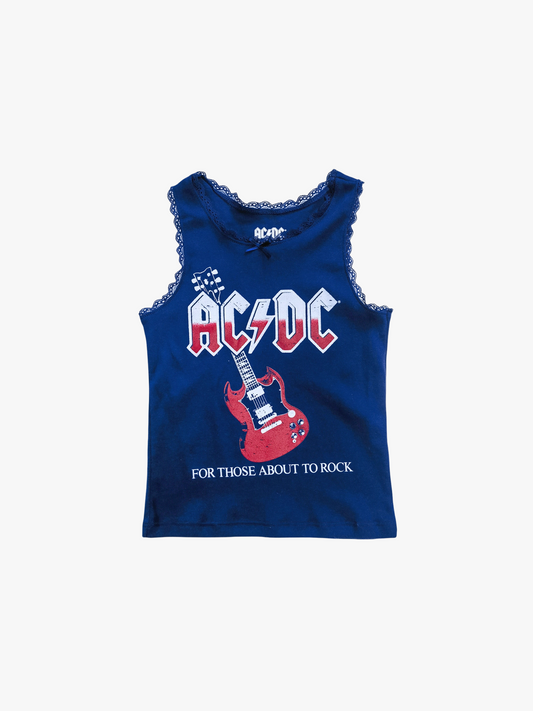AC/DC Lace Trim Tank Top