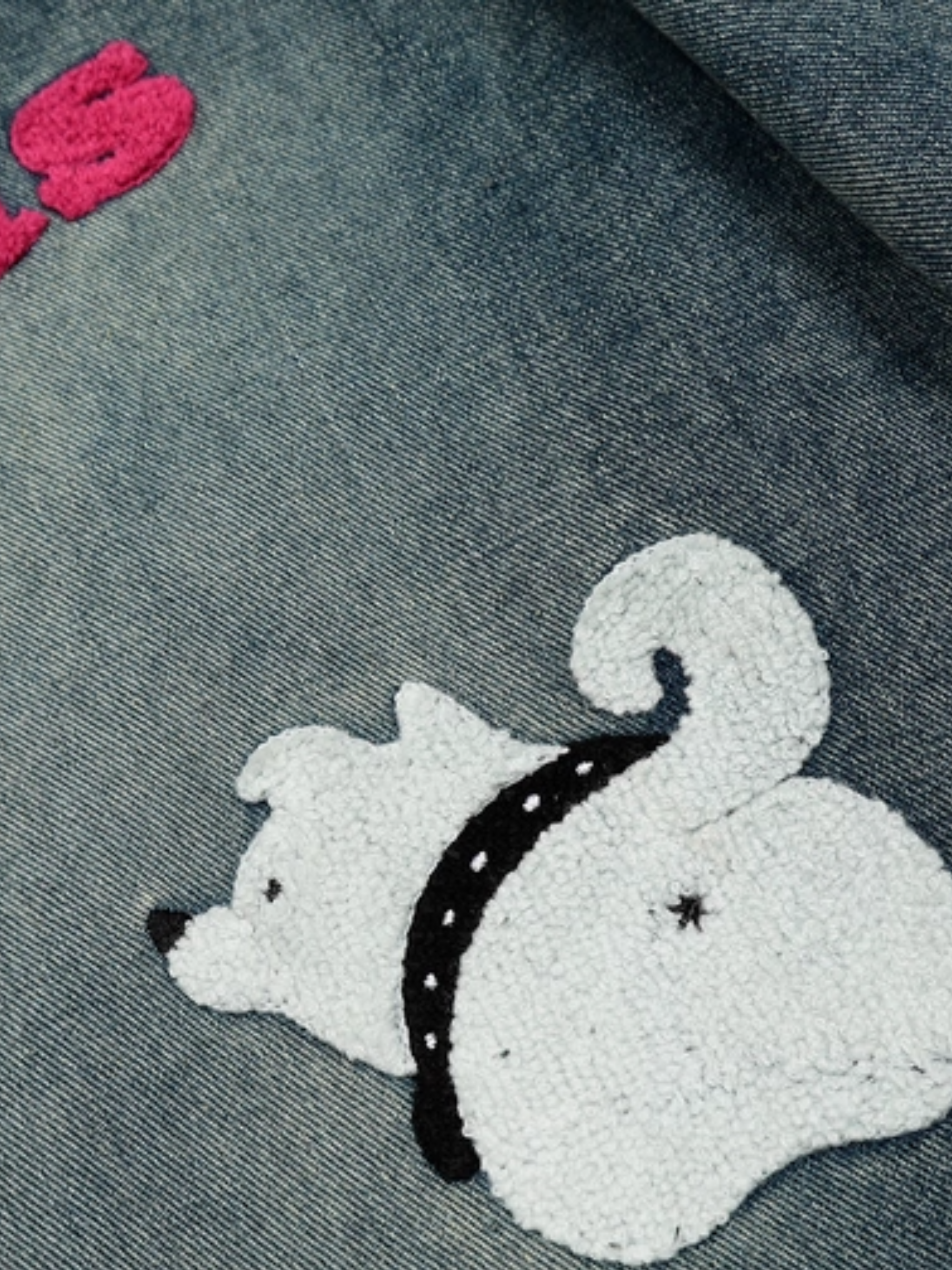 Cartoon Patch Denim Shorts