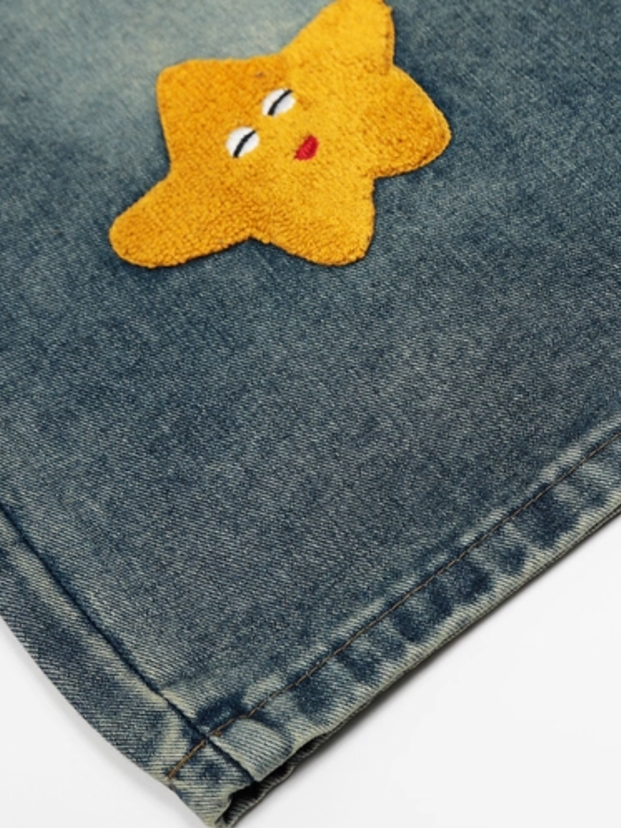 Cartoon Patch Denim Shorts