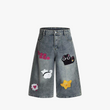 Cartoon Patch Denim Shorts