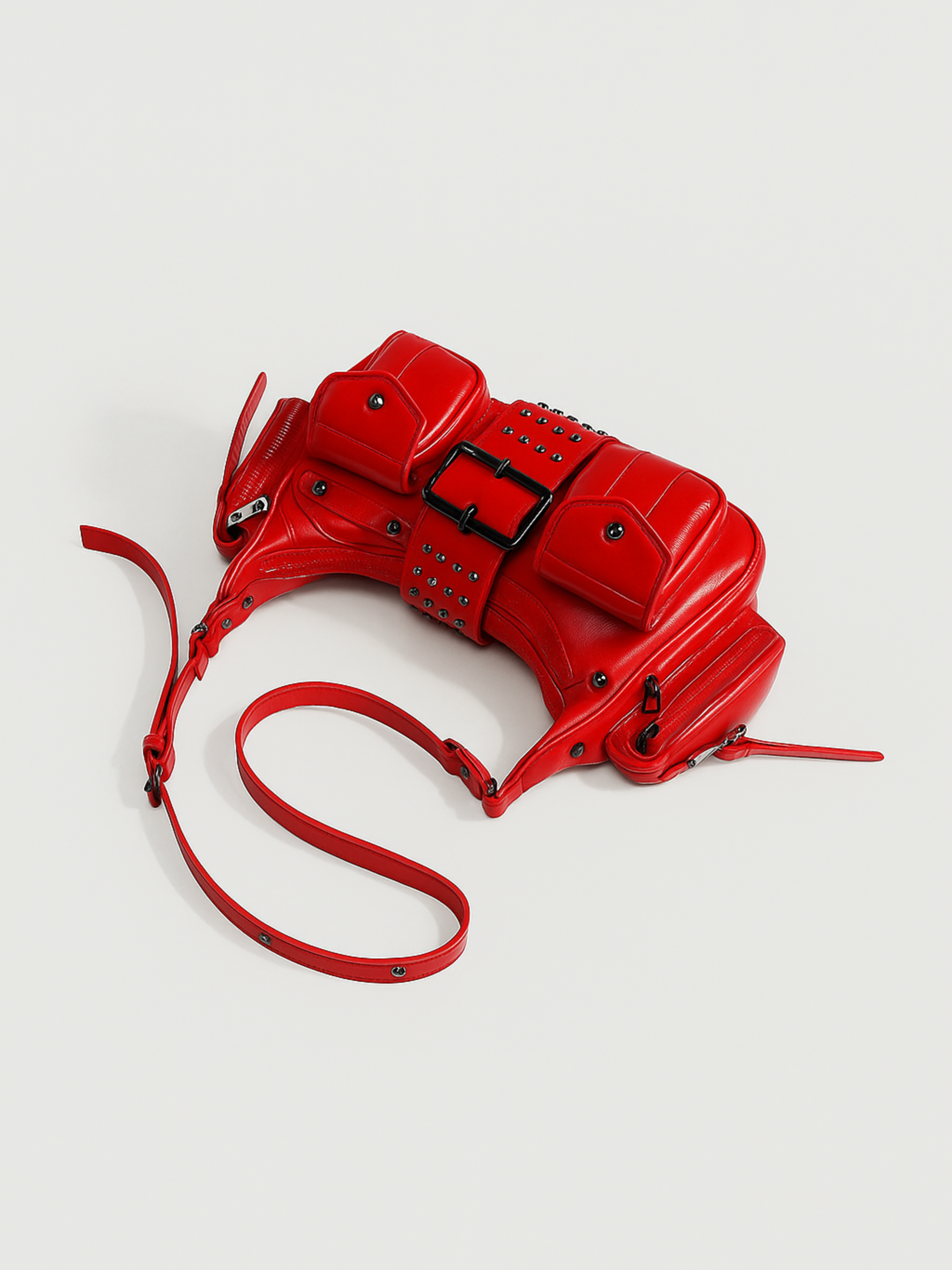 Buckle & Pocket Red Bag