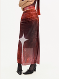 Star Ruched Maxi Skirt
