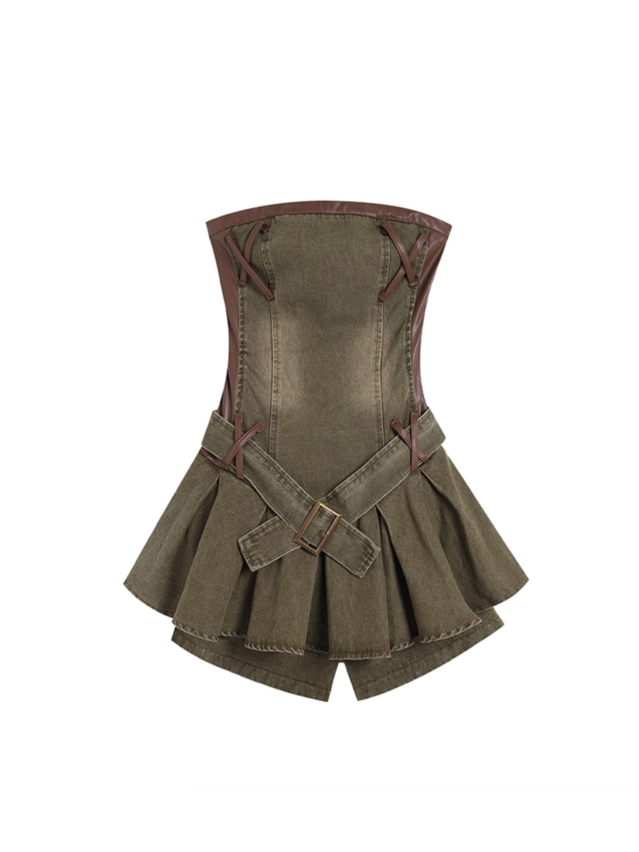 Military Denim Mini Dress
