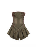 Military Denim Mini Dress