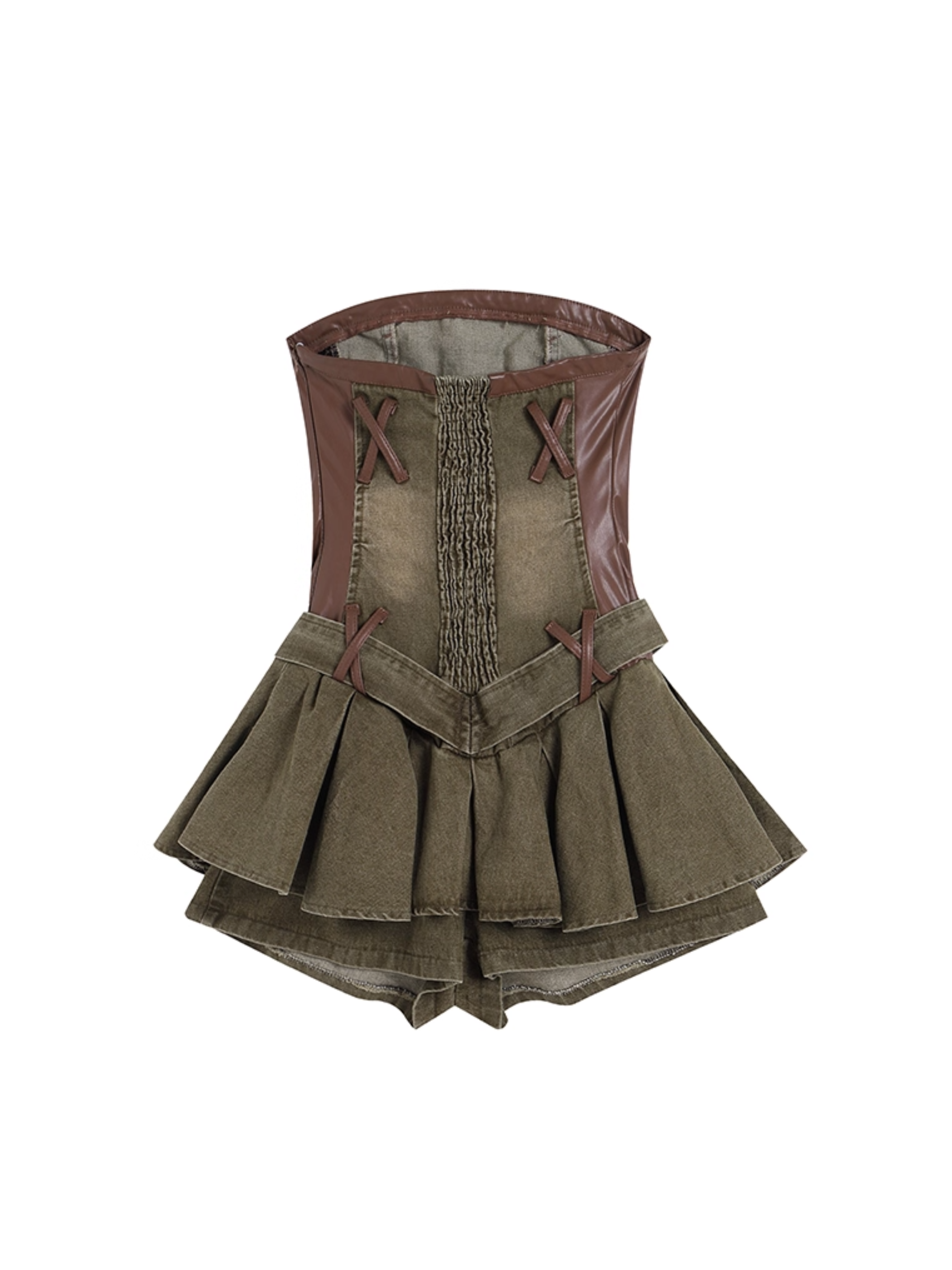 Military Denim Mini Dress
