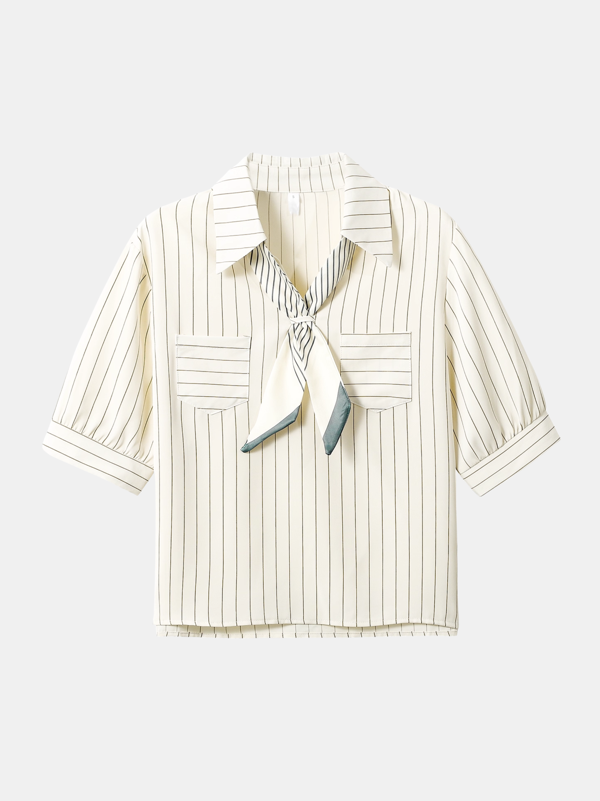 Scarf Striped Blouse