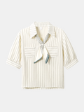 Scarf Striped Blouse