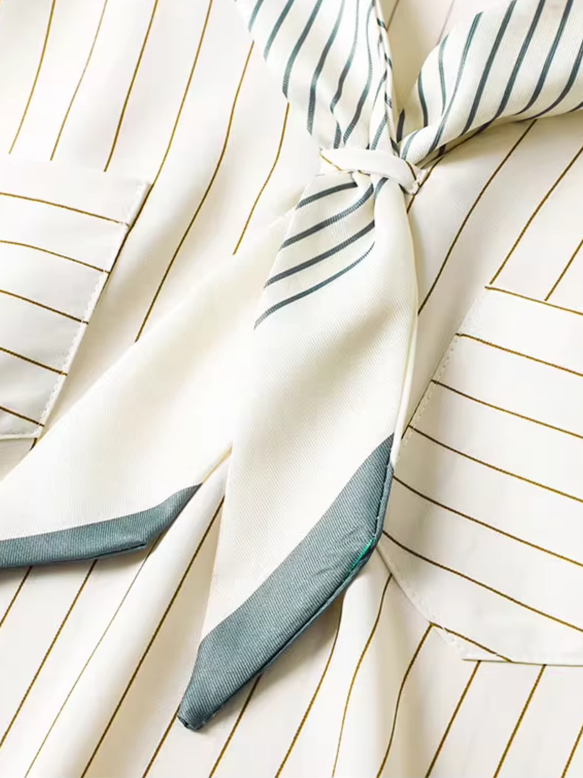 Scarf Striped Blouse