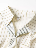 Scarf Striped Blouse