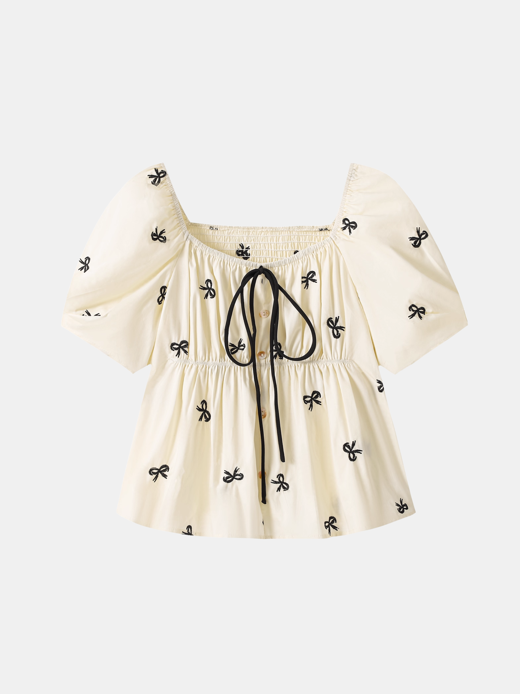 Bow Puff Sleeve Blouse