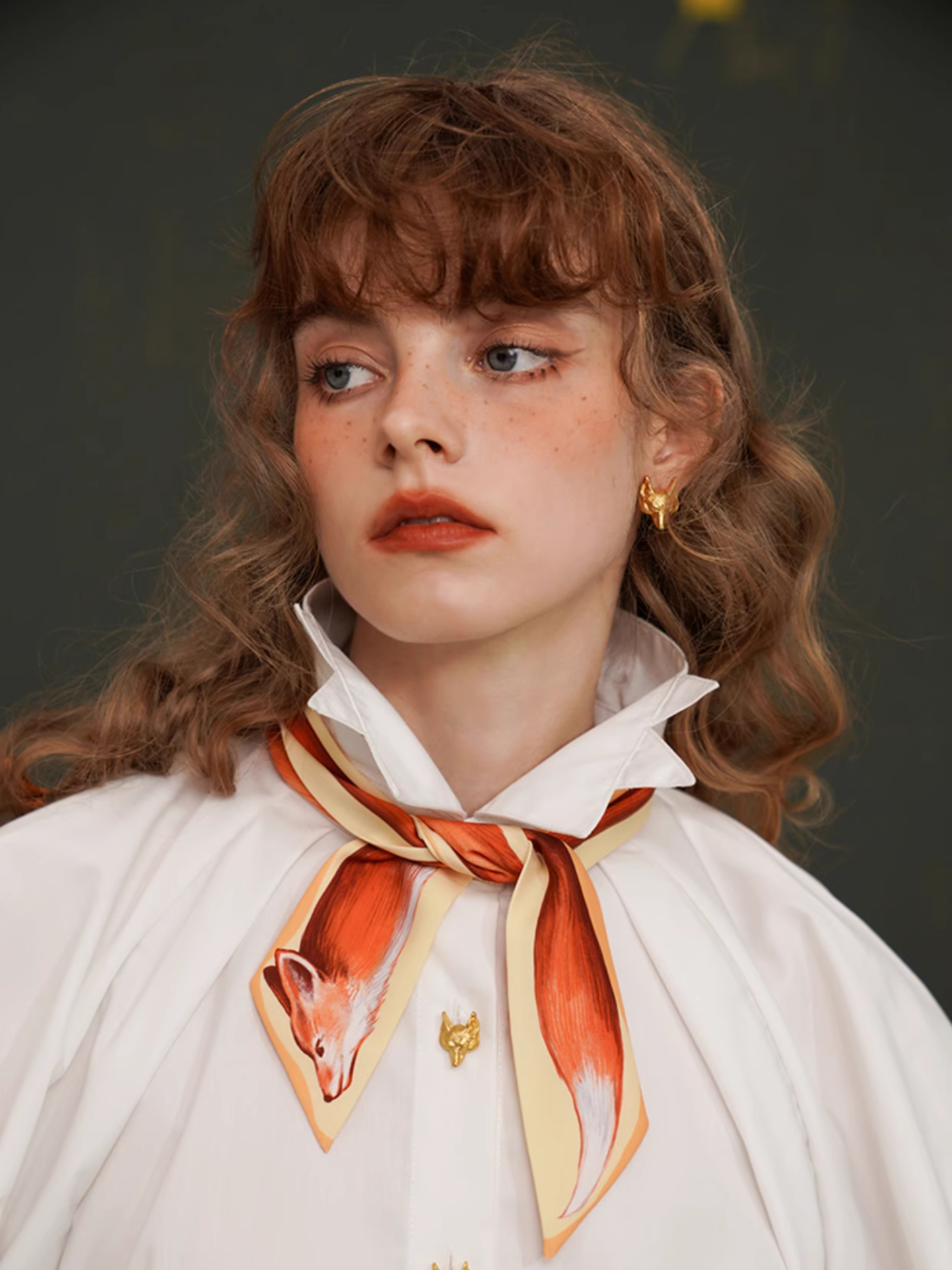 Fox Narrow Silk Scarf