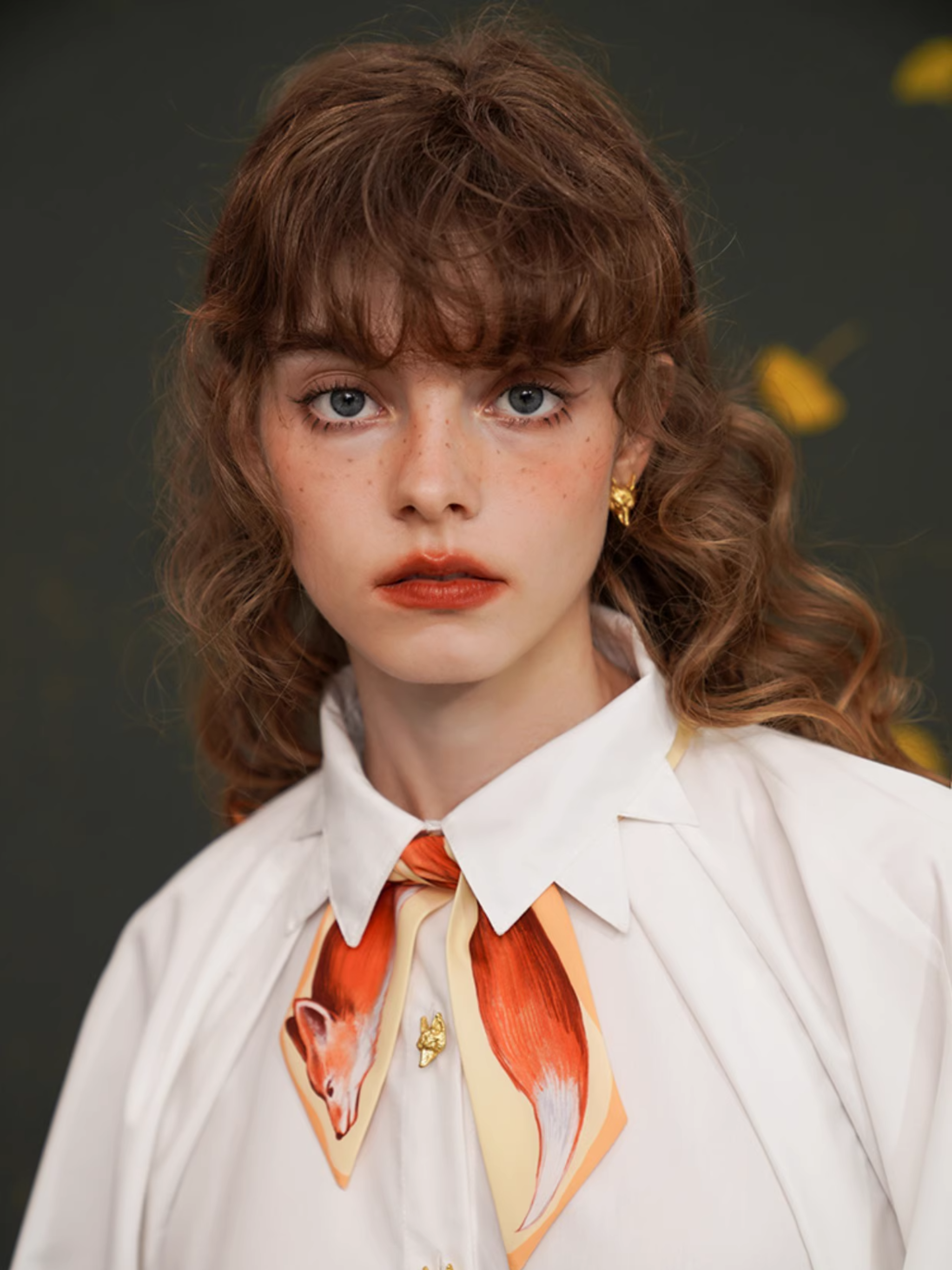 Fox Narrow Silk Scarf