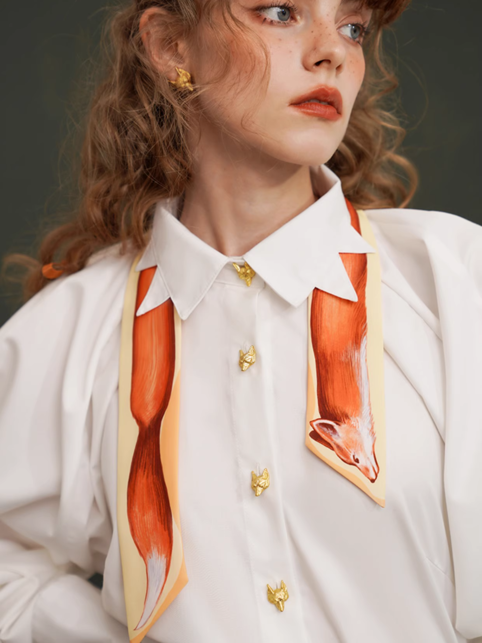 Fox Narrow Silk Scarf