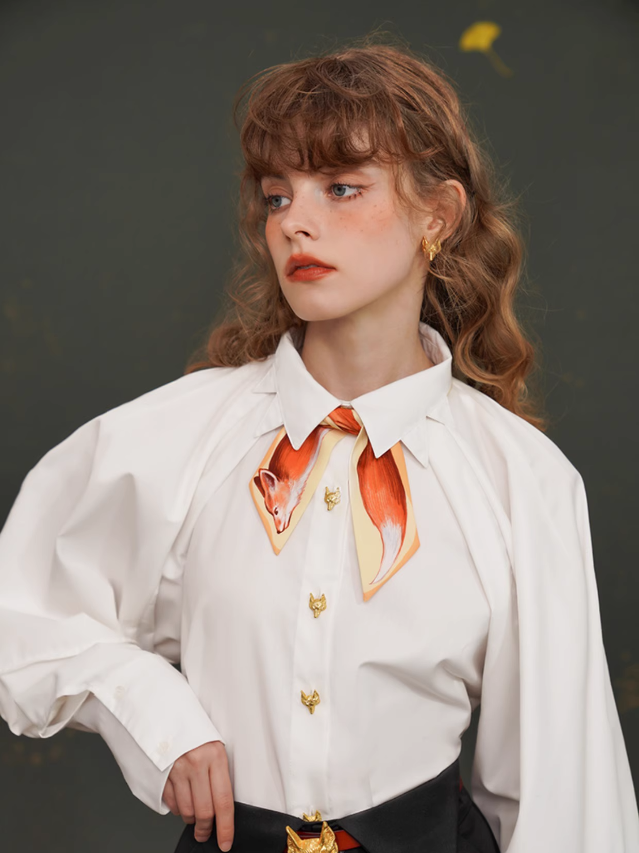 Fox Narrow Silk Scarf