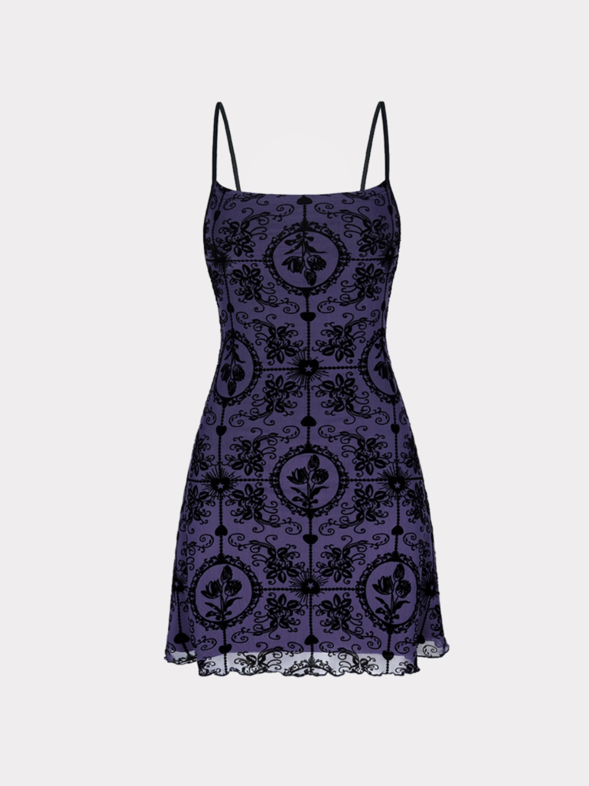 Purple Floral Mesh Dress